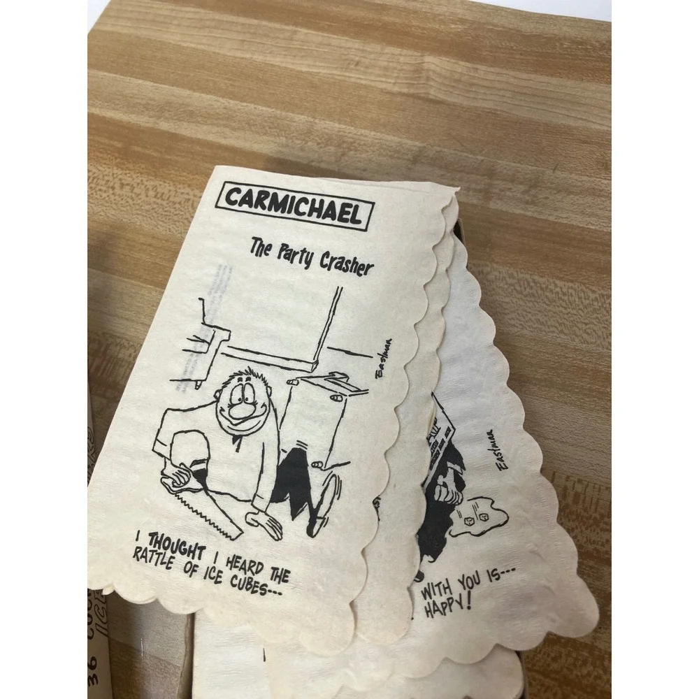 Vintage Carmichael Icebreakers 36 Cocktail Napkins by‎ Eastman Funny Cartoon